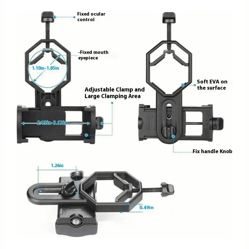 Universal Cell Phone Adapter Mount Telescope Phone Mount for Binocular Monocular Spotting Scope Telescope Quake