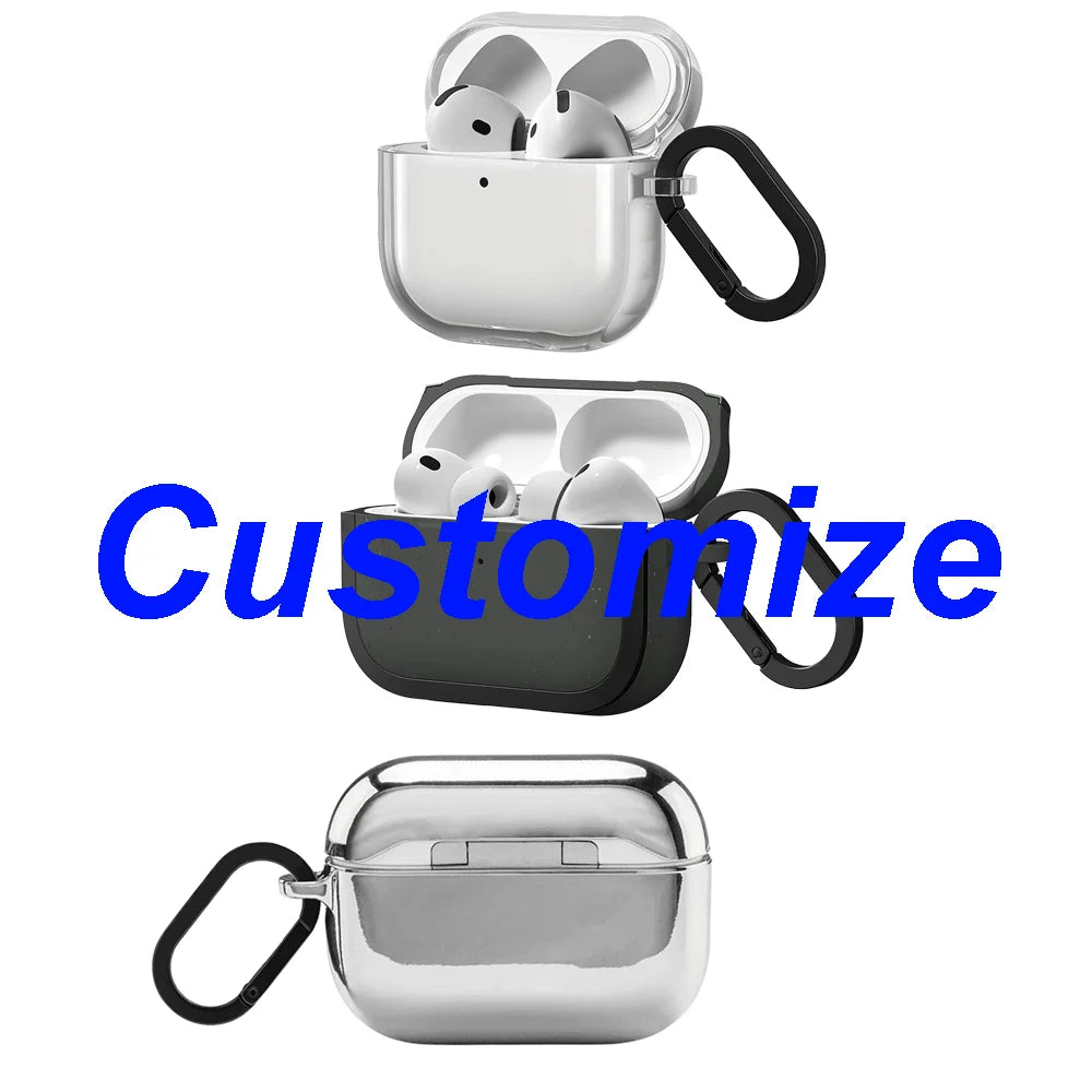 Custom TPU / Matte / Silver Protective Case with Hook for AirPods 4 Pro3 Pro Earbuds Charging Box Cover Quake