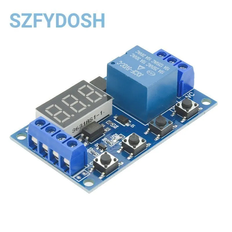 1 Channel 5V Relay 6-30V Relay Module OFF/ON Switch Trigger Time Delay Circuit Timer Cycle 999 Minutes Adjustable XY-J02 Quake