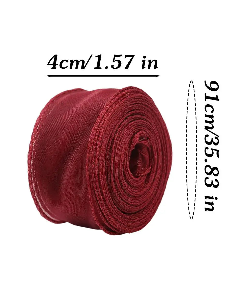 6/1Roll Multi-purpose Silk Ribbon 91*4cm Satin Ribbon Organza Ribbon for Gift Wrapping Handmade Wedding Birthday Party Decor Bow Quake Red 1Roll