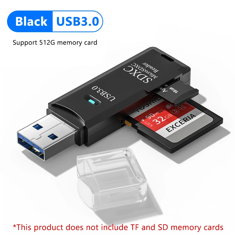 USB 3.0 Card Reader SD TF Card Memory Card Reader 2 IN 1 High Speed Smart Cardreader Adapter For PC Laptop Accessories Quake USB 3.0 Black