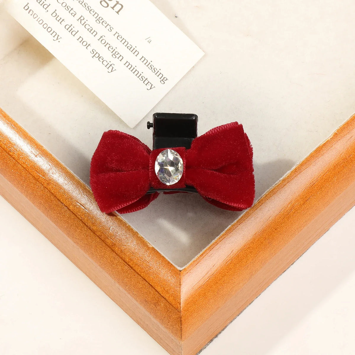 Black Red Ribbon Hair Claw Velvet Bowknot Bangs Side Hairpin Girls Cute Barrettes Fashion Headdress Hair Accessories for Women Quake 4.5cm red