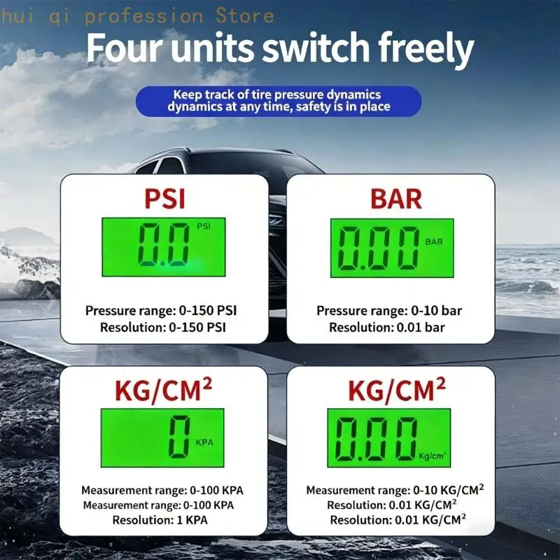 High Precisions Digital Tire Pressure Gauge With 4 Unit Mode And Auto Shutdown For Vehicle Safety Check H8WE Quake