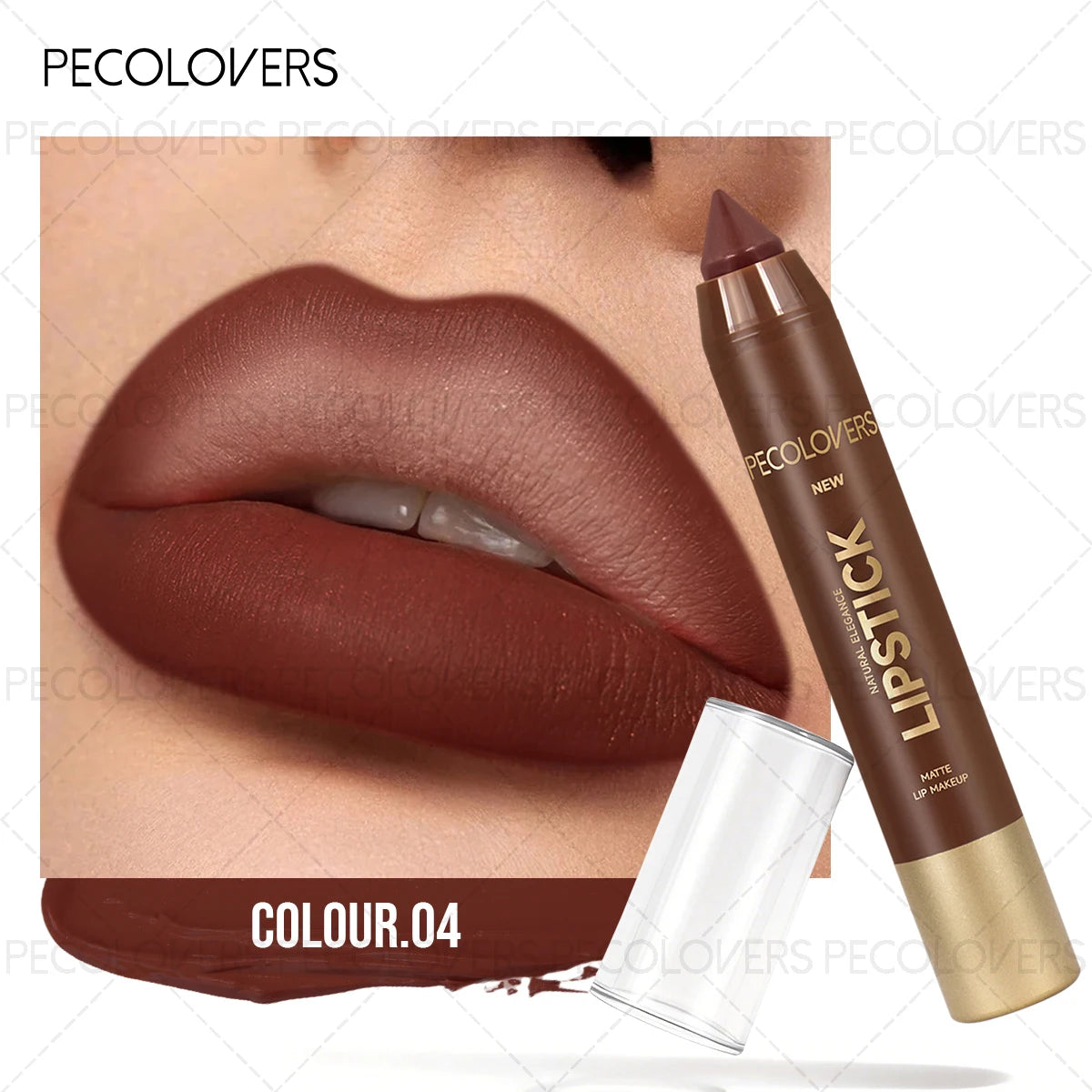 1PC Lip Liner in A Brown Tube, Outlines The Contours of Lips, Creates Plump and Charming Lips, Brown Lipstick, Non-stick Cup Quake 04