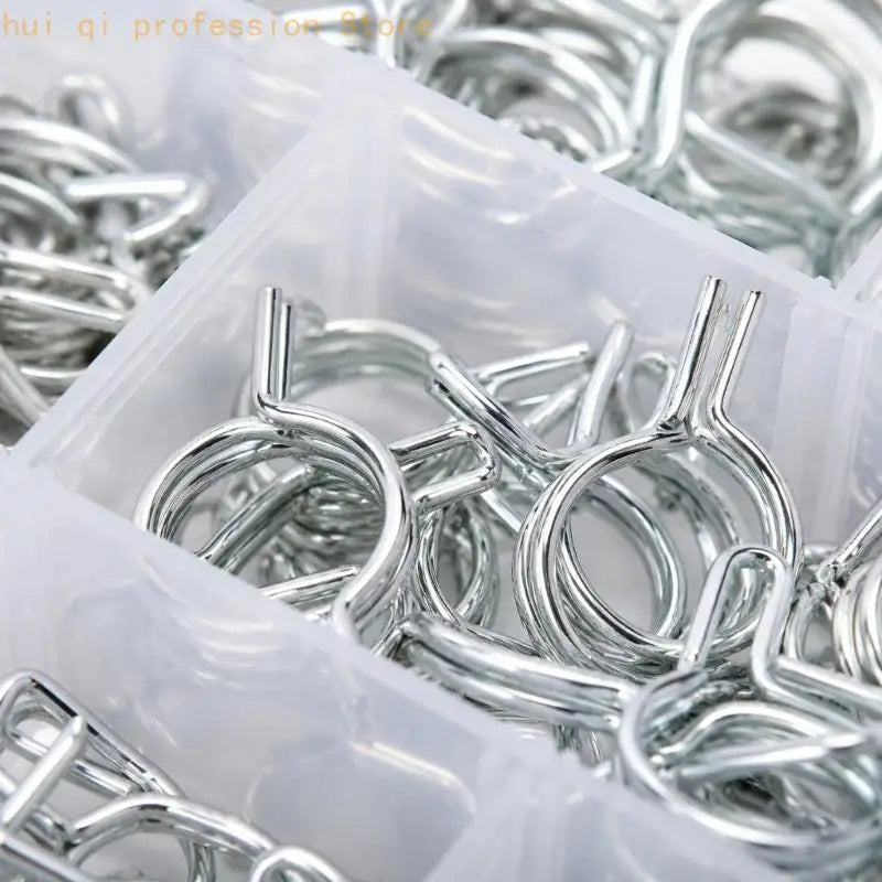 Spring Tube Clip Assortment, 70-Piece Set in a Clear Divided Snap-Closure Case for Fuel Line, Cooling System, and Rubber Hose Quake