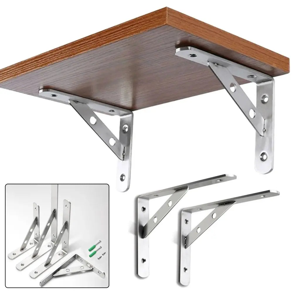 New Stainless Steel Shelf Bracket Right Angle L-type Triangle Shelf Heavy Duty Home Bookshelf Bracket Quake