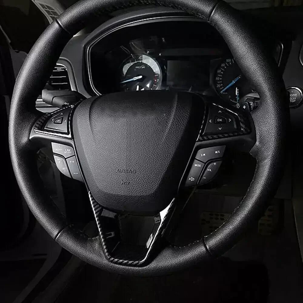 For Ford Mondeo Fusion EDGE 2013-2020 Ford Galaxy S-Max ABS Carbon Fiber Style Inner Car Steering Wheel Cover Trim Frame Decor Quake