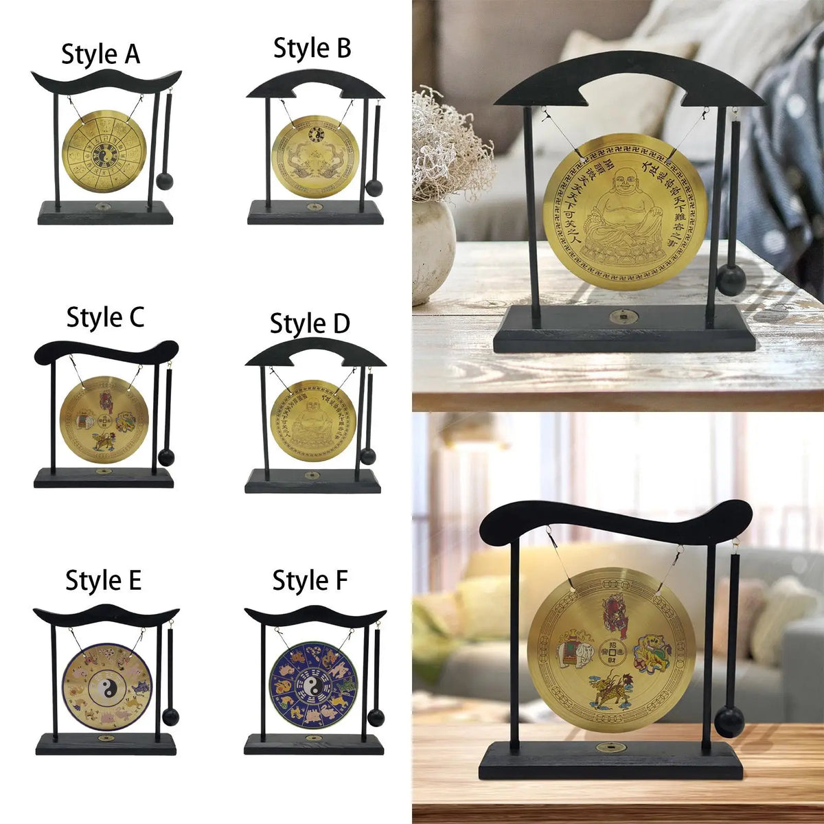 Vintage Style Gong Ornament Home Tabletop Gong Decor Scene Layout Adornment Quake