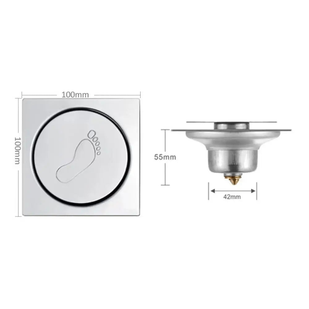 Useful Metal Press-Type Floor Drain Pedal Type Pop Up Bounce Sewer Floor Strainer Removable Square Drain Filter Quake