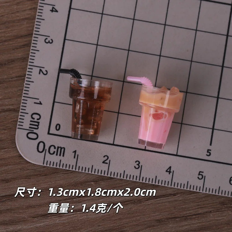 20pcs Miniature Resin Ice Coffee Drink Straw Juice Cup Simulation Food DIY Kitchen Food For Dollhouse Jewelry Making Accessories Quake