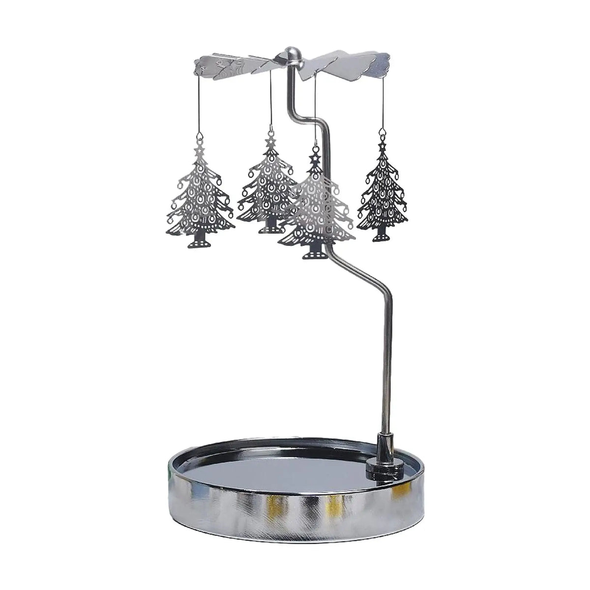 Rotating Candleholder Rotating Candle Holder with Tray for Wedding Party Valentines Day Christmas Party Dining Room Living Room Quake Tree Silver