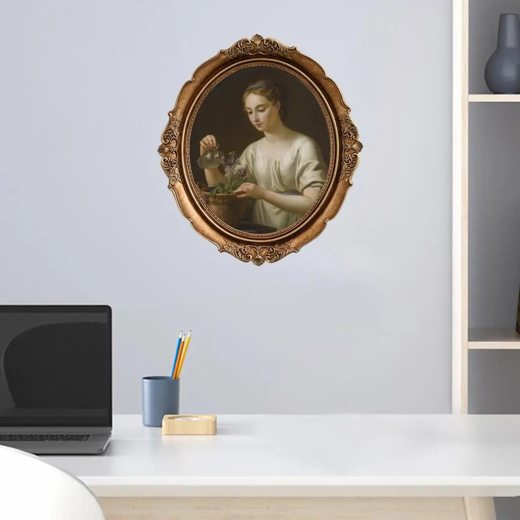 Vintage Style Picture Oval Wall Mounting Photo for Home Living Room Decor Ornaments Quake