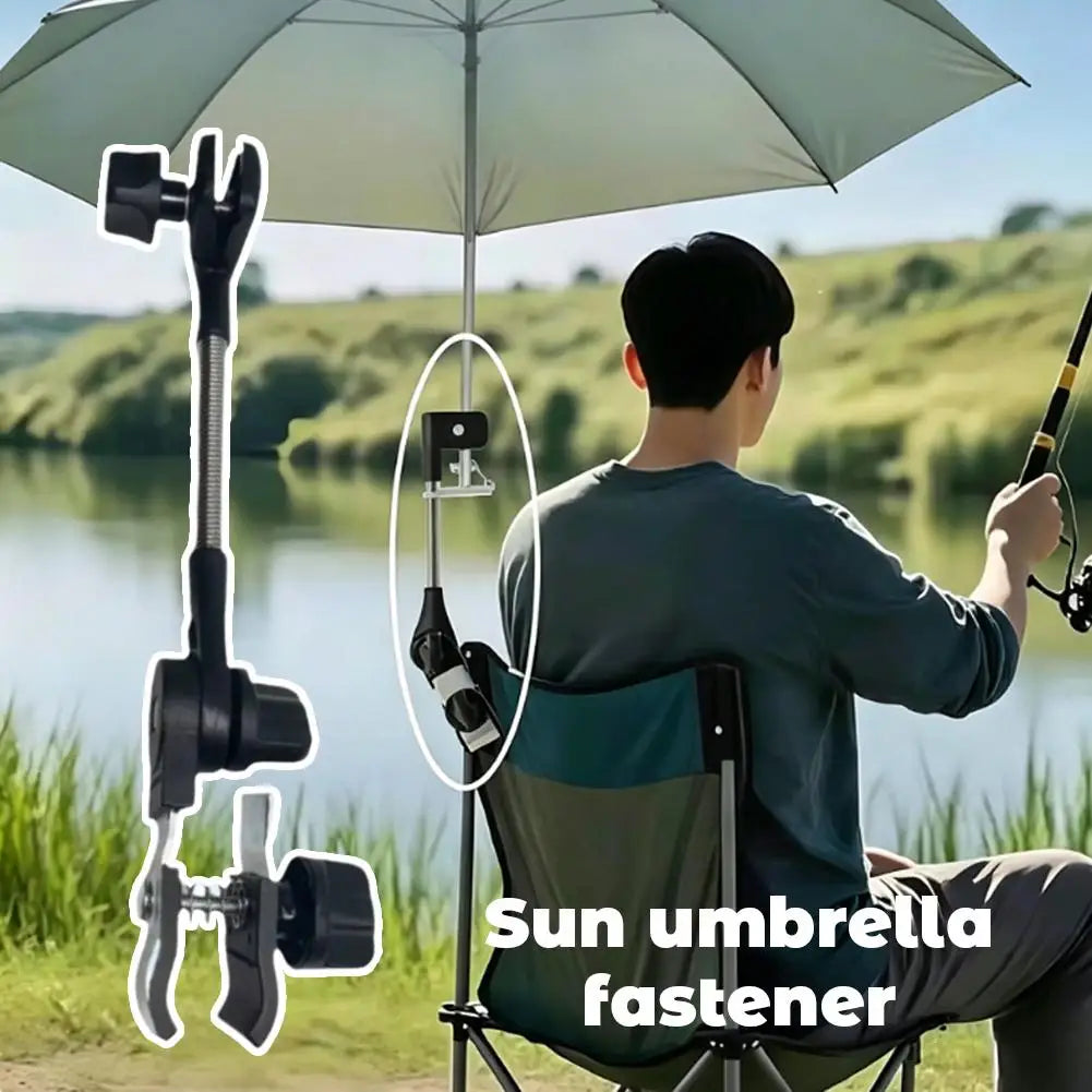 Fishing Umbrella Holder 360 Degree Adjustable Clamp Bracket Portable Sunshade Mount for Fishing Chair Camping Beach Quake