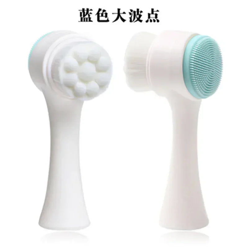 Silicone Double-Sided Face Cleansing Brush Facial Cleanser Blackhead Removal Product Pore Cleaner Exfoliator Face Scrub Brush Quake
