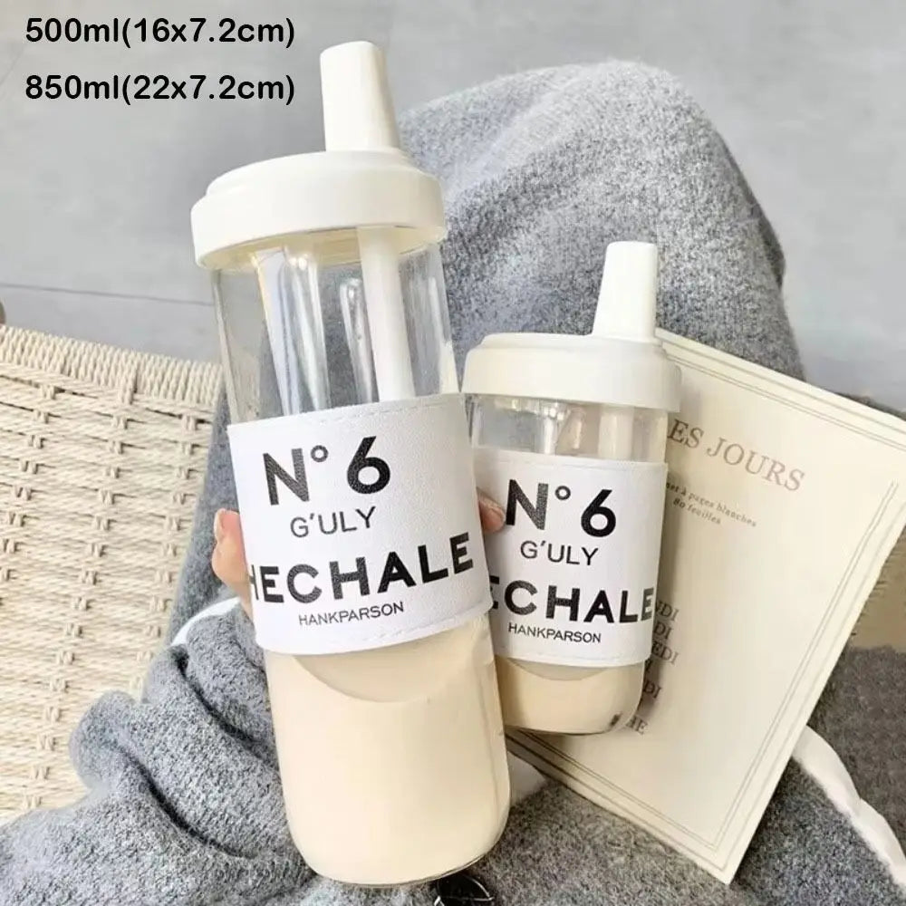 500/850ml Water Bottles Juice Milk Plastic Cup with Lid Straw Bubble Tea Coffee Cups Transparent Large Capacity Drinkware Quake
