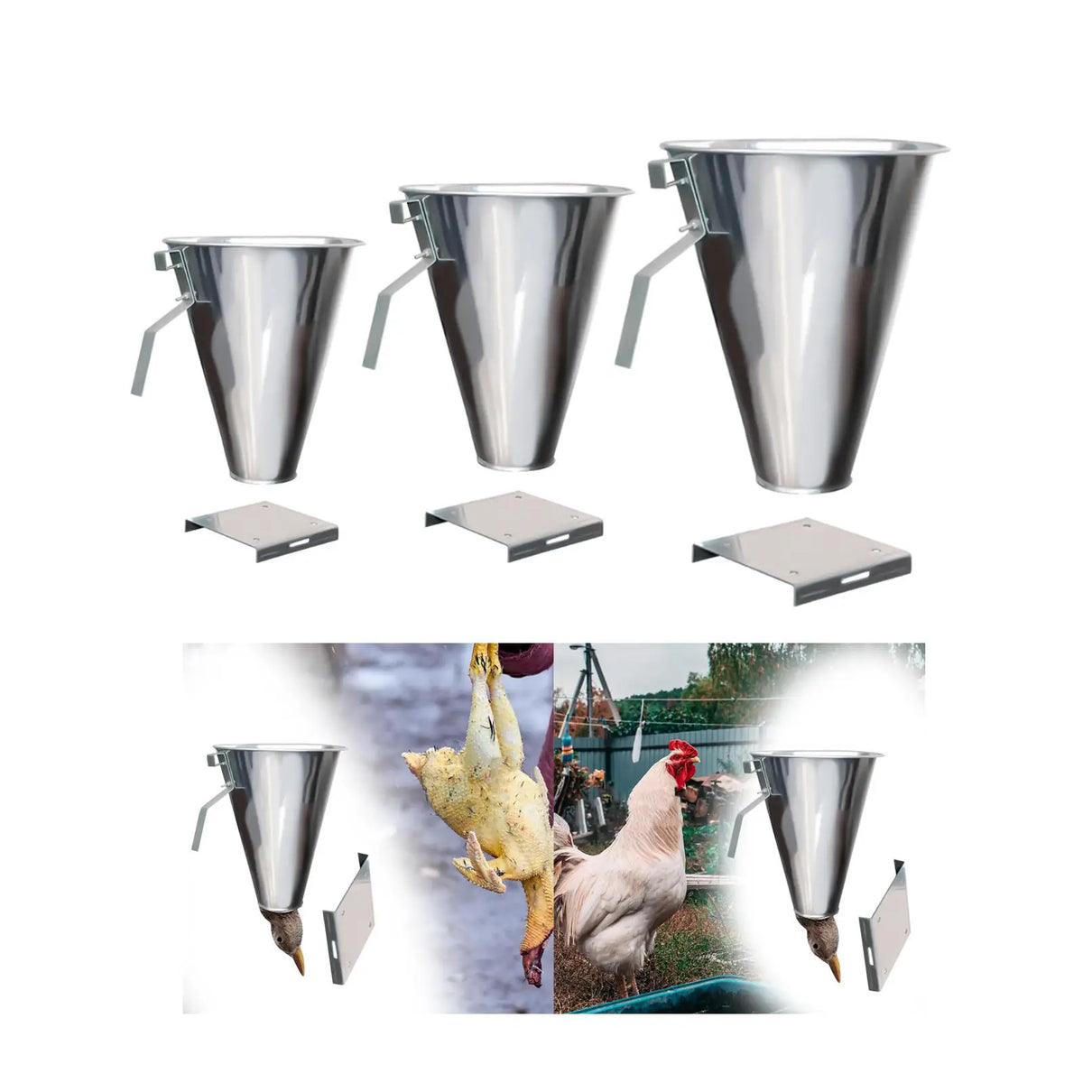 Poultry Restraining Cone Slaughter Tool Fitments Portable Iron Easy Using Funnel Quake