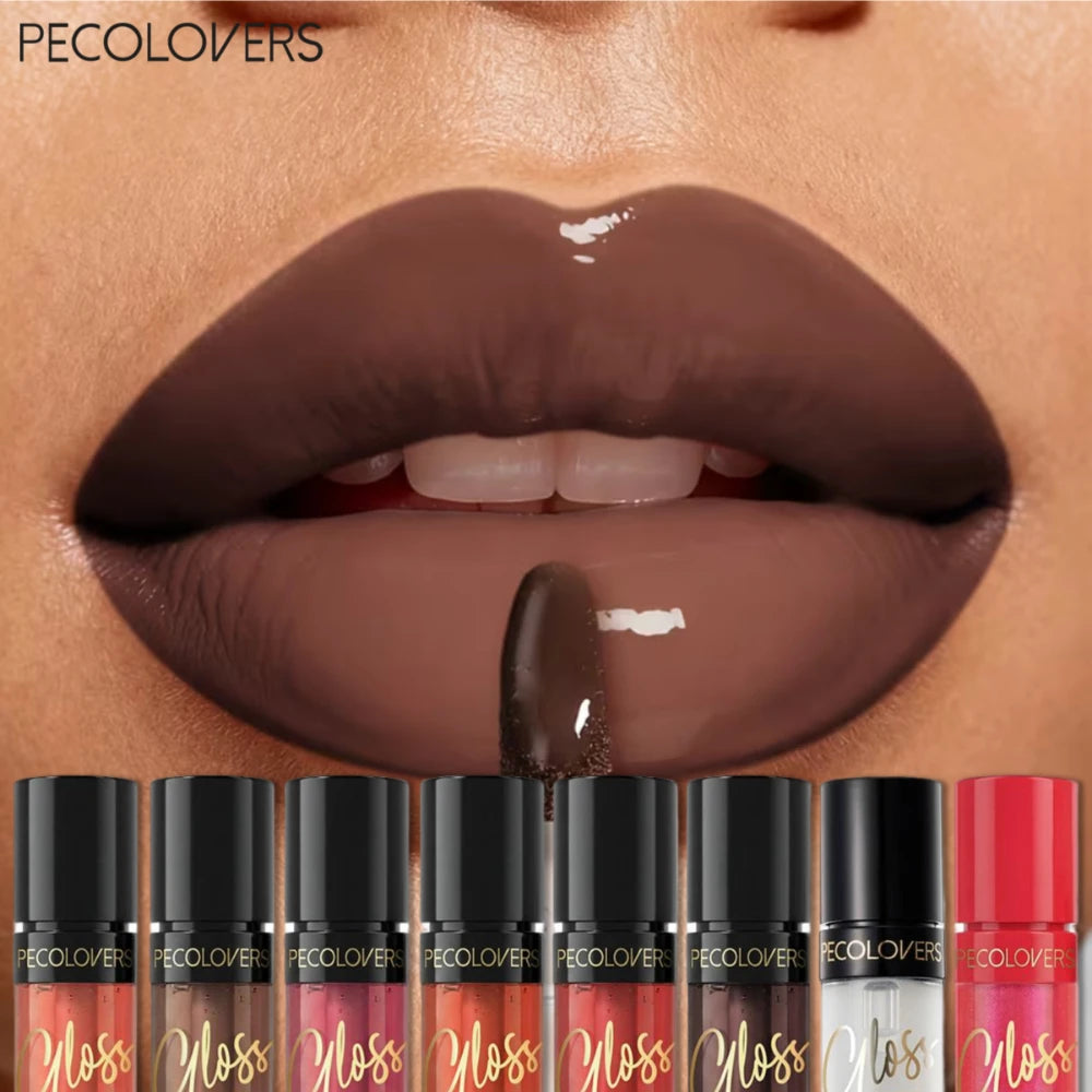 8 Pcs/SET Shiny Plump Lip Gloss, Tinted Lip Gloss Pink Berry Nude, Non-Smudge Hydrating Natural Brightening, Hydrating Lip Gloss Quake