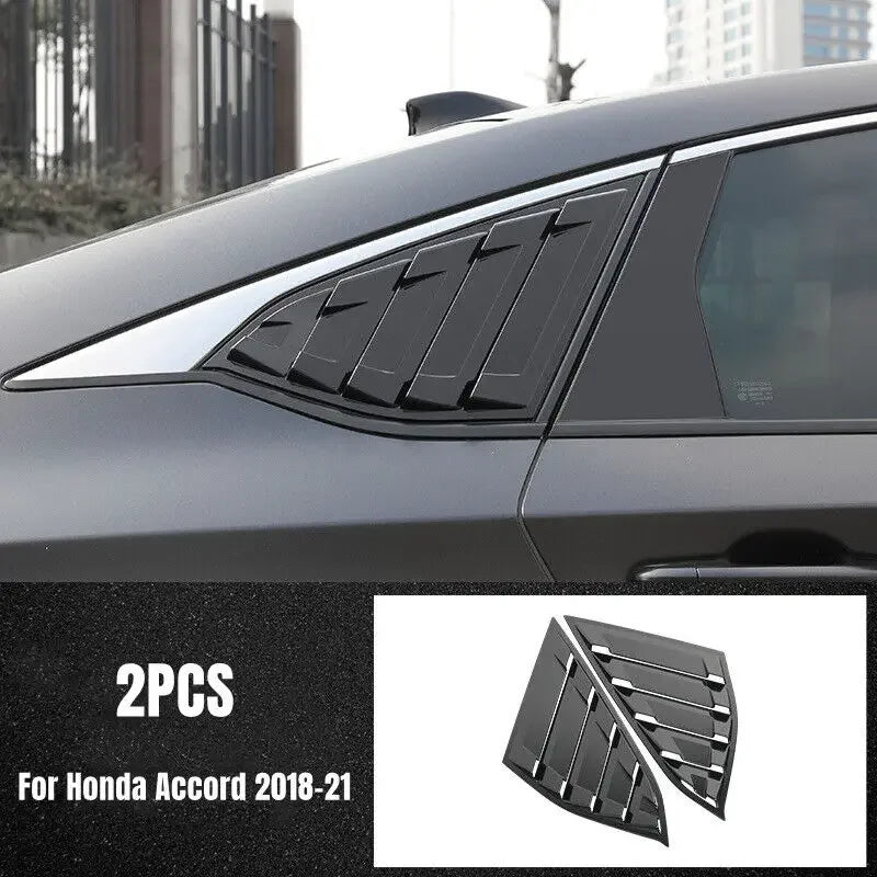 For Honda Accord 10th Gen 2018-2021 Car Rear Louver Window Side Shutter Cover Trim Sticker Vent Scoop ABS Carbon Accessories Quake Gloss Black