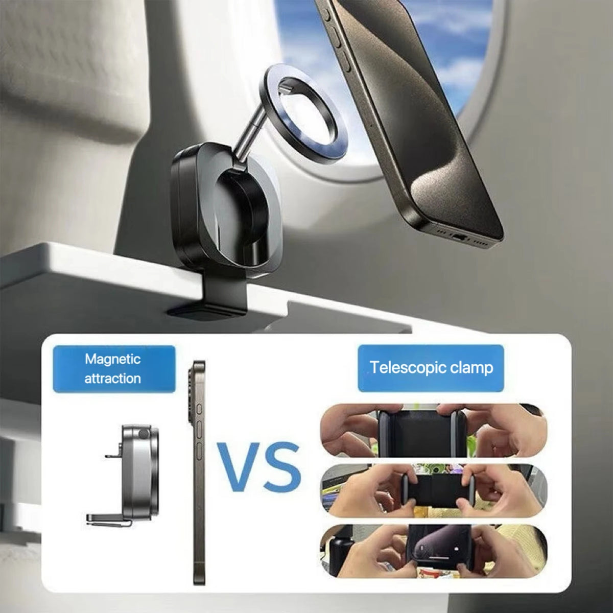 Magnetic Phone Mount Car Phone Holder Mount For Backseat Foldable Smartphones Stand For Calling Navigation GPS Video Recording Quake
