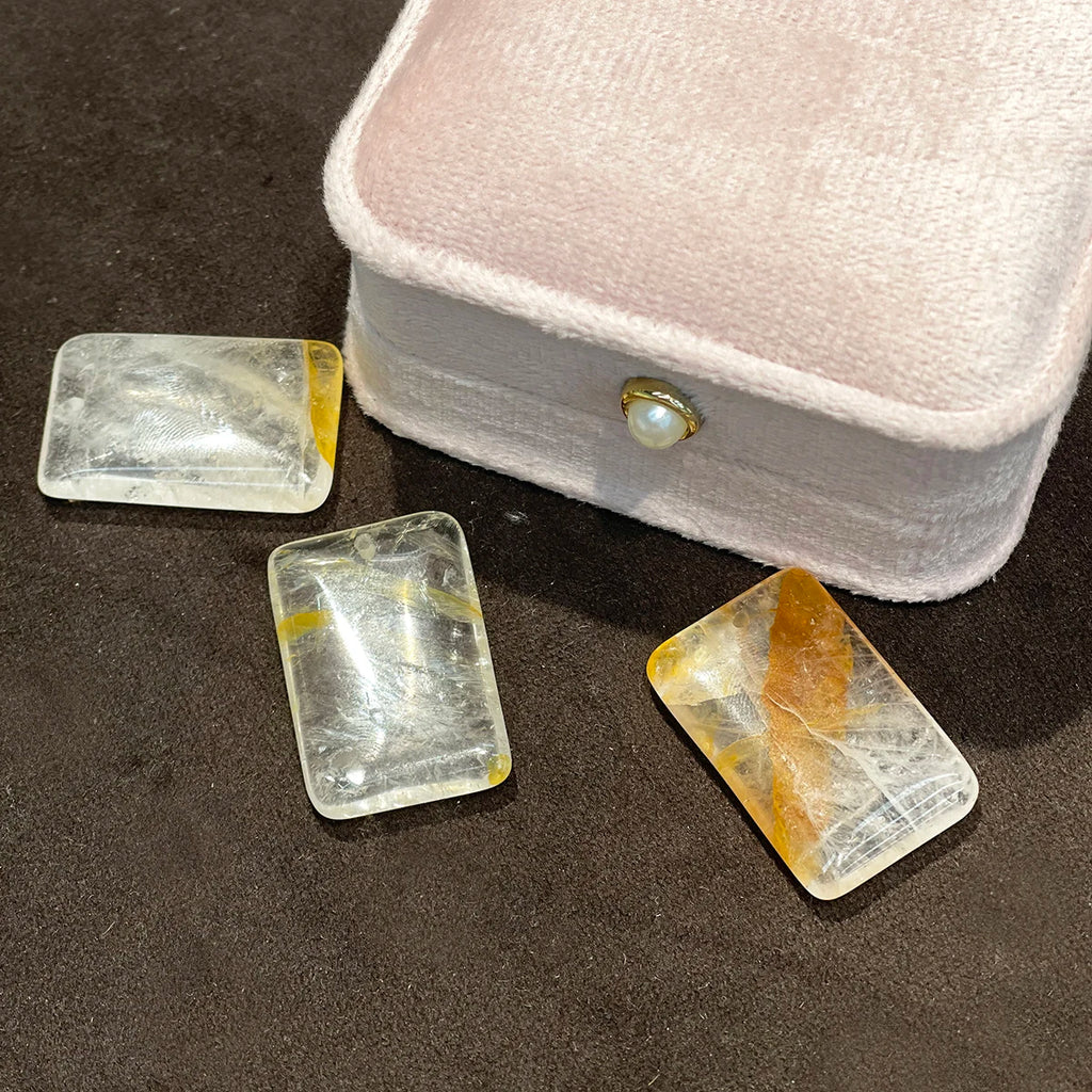 Natural Stone Citrine Rectangle Pendant 20x30mm For Jewelry Making DIY Necklace Bracelet Earrings Accessory Quake