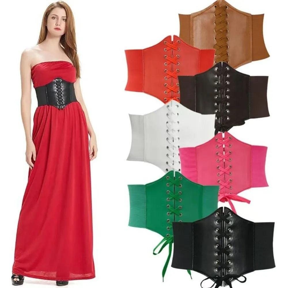 Wide Corset Waist Belt Elastic Design Slimming Waistband Strap External Wear Decorative Waist Strap For Skirts Dress Top Clothes Quake