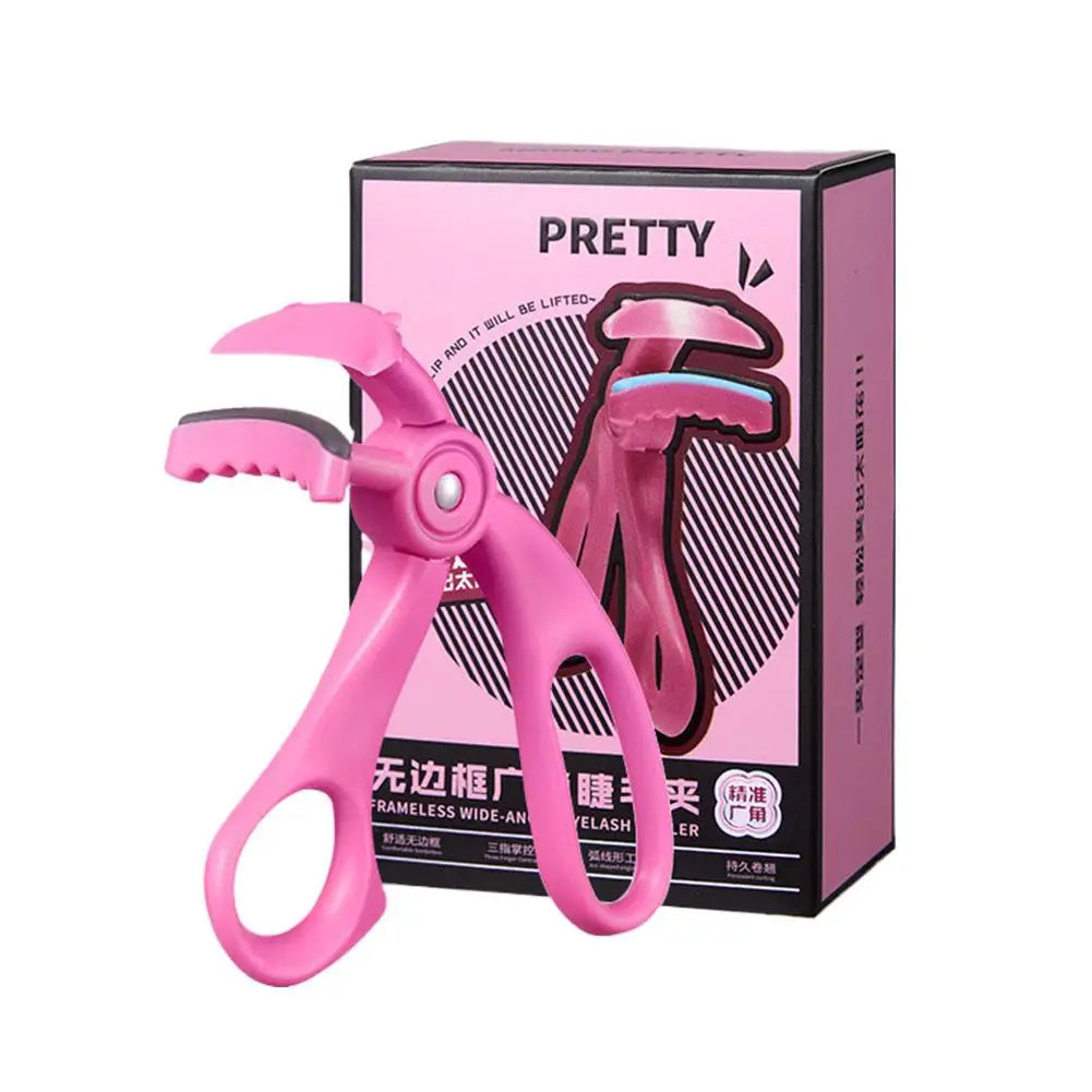 PRETTY Wide Angle Eyelash Curler Borderless Lash Lifting Tool with Built In Comb for Separated Defined Curled Lashes Quake pink