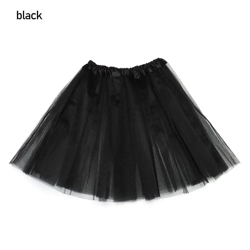 Adult Party Elastic Pleated Dance Puffy Skirts Lolita Petticoat Ballet Skirts Tutus Skirt Quake black One Size