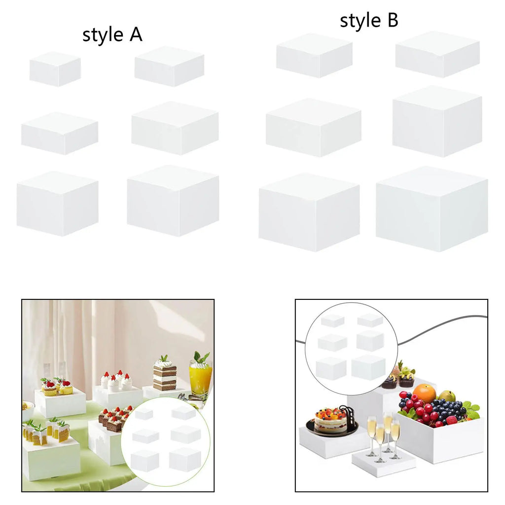 Cube Buffet Display Stand Hollow Base Stackable Riser Box Buffet Food Display for Jewelry Toy Retail Quake