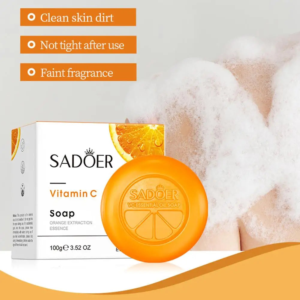 100g Vitamin C Brightening Soap, Hydrating Face & Body For Radiant Glow Skin, Nourishing, Moisturizing Bath Bar with Orange Peel Quake