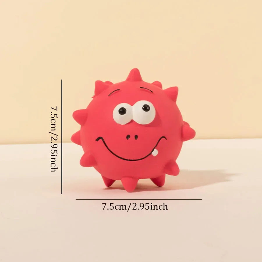 1pc Cute Squeaky Pet Dog Interactive Chew Toy Puppy Bite Resistant Thorn Tooth Cleaning Toy Molar Chew Toys for Dogs Supplies Quake rose red G4573A