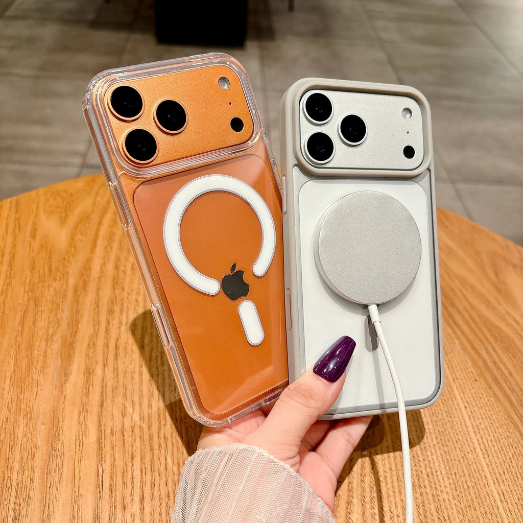 With Camera Touch Button Magnetic Clear Case For iPhone 17 Pro Max / Pro /Air MagSafe Compatible Hard PC Protective Cover Quake