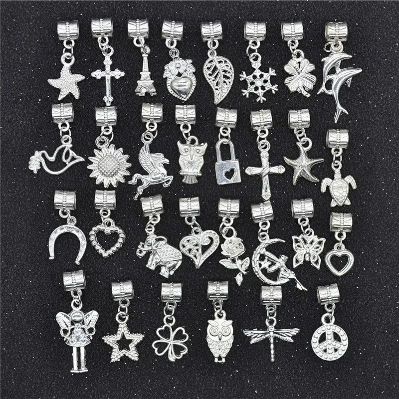 30Pcs Hair Clip Rings Mixed Styles Animal Heart Leaf Flower Charms for Hair Braid Beard Dreadlock Beads Rings Tube Accessories Quake 30pcs NO.9