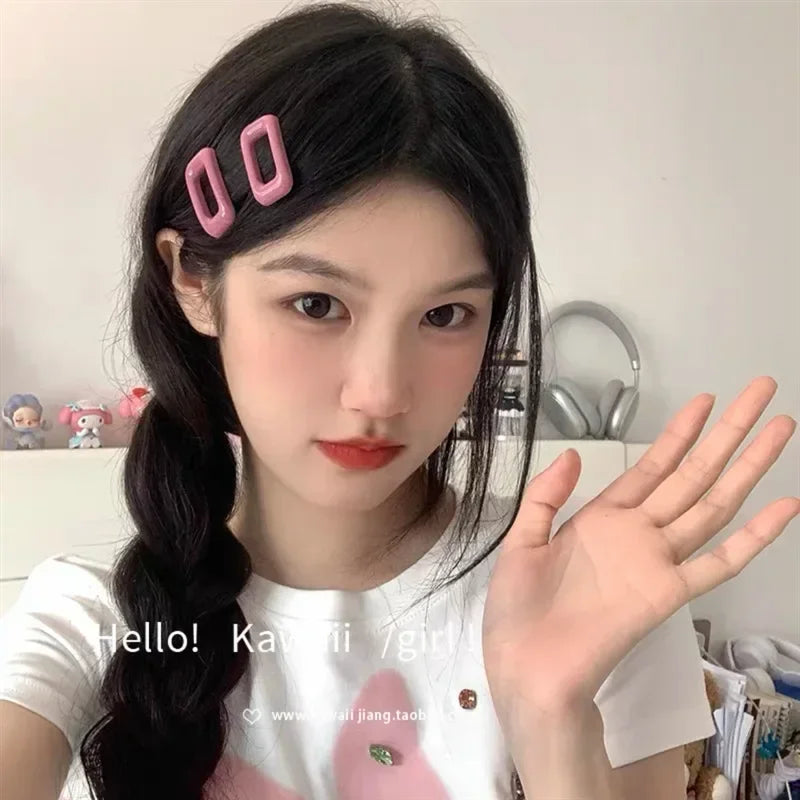 2Pcs Mini BB Hair Clips Small Rectangular Hairpins Simple Style Side Clips Barrettes for Girl Hair Accessories New Headwear Quake