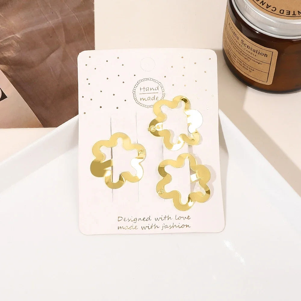 3pcs/bag Silver Gold Star Y2K Metal Metal Edge Clip Women Girls Hair Clips Snap Clip Barrettes Hair Jewelry Bobby Pins Headdress Quake gold flower