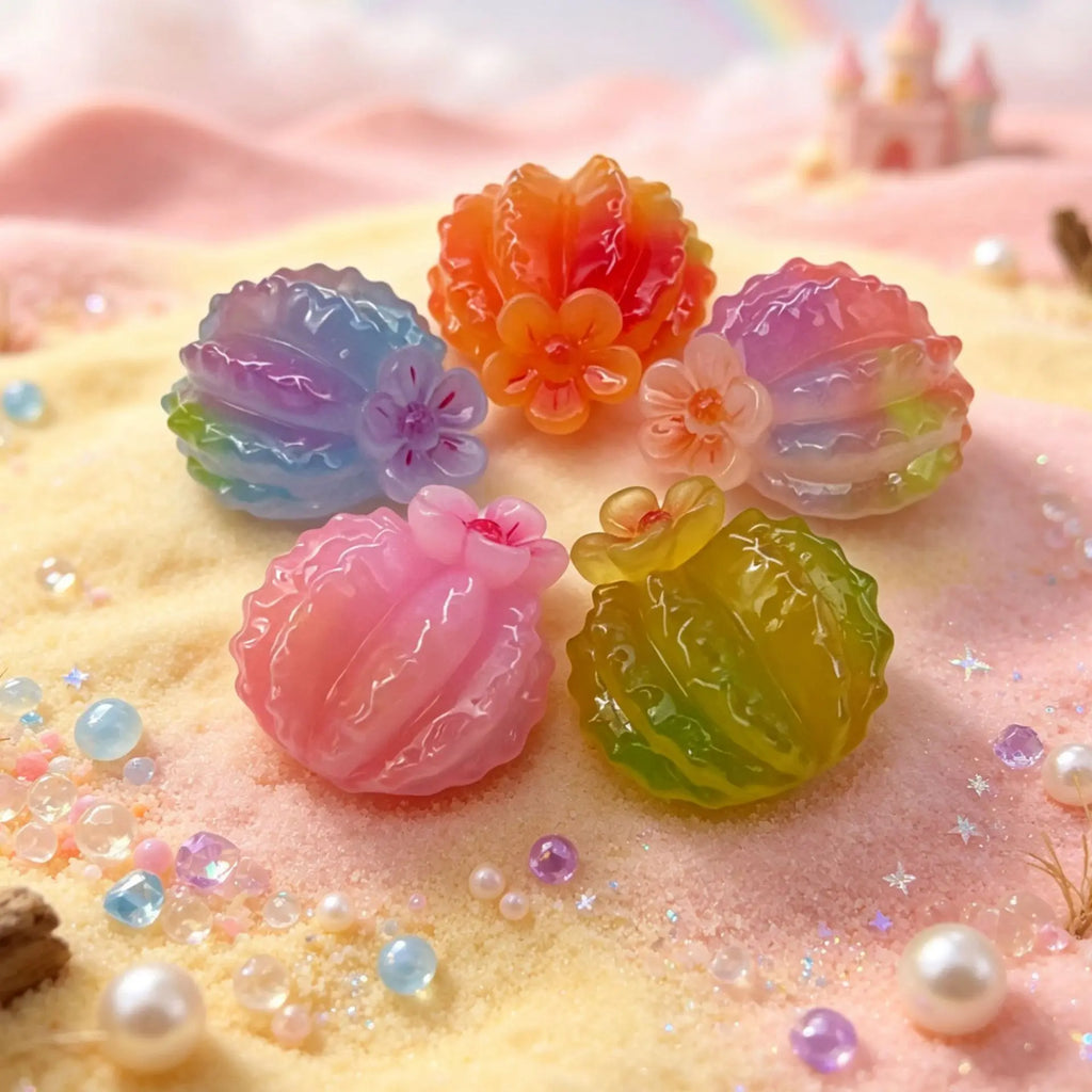 20Pcs Kawaii Colors Cactus Miniature Figurines Resin DIY Crafts Statue Fairy Garden Accessories Desktop Ornament For Home Decor Quake