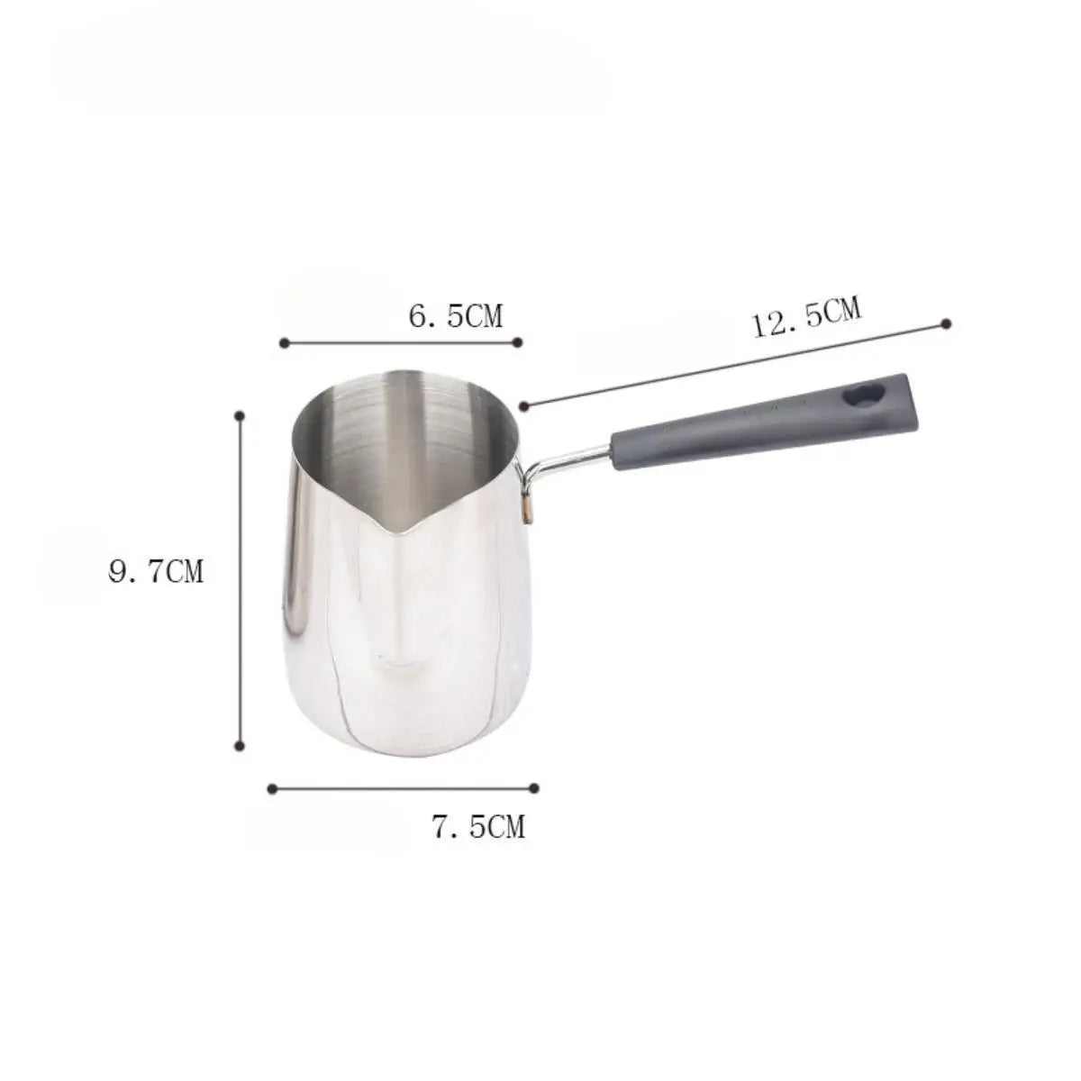 Metal Turkish Coffee Pot Long Handle Hot Chocolate Maker with Pour Spout Milk Warmer Butter Melting Pot Quake