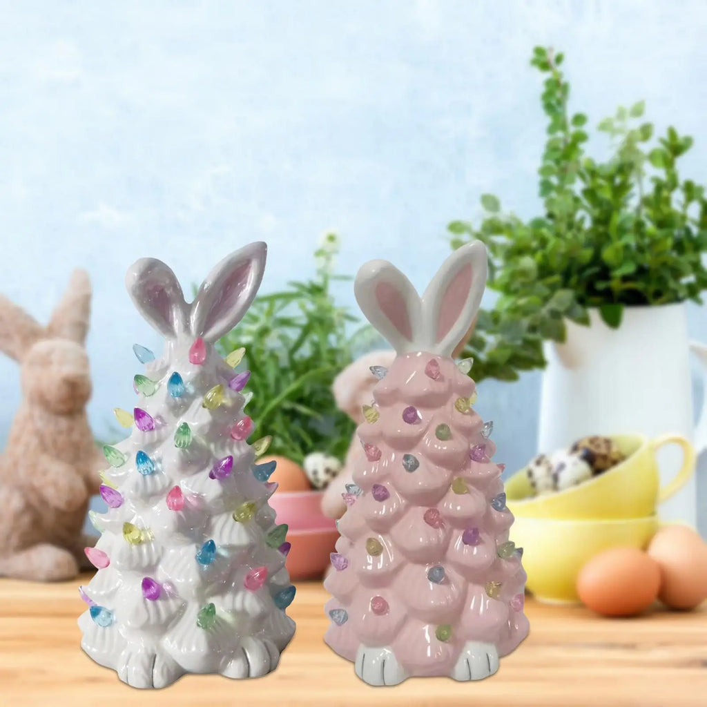 Lighted Bunny Easter Decoration Easter Ornament for Desk Beside Table Living Room Shelves NightStand Bedroom Mantle Countertop Quake