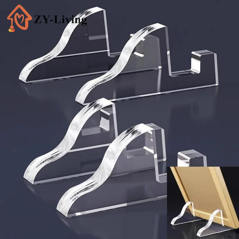 2Sets Transparent Acrylic Photo Frame Stand,Display Cabinet Base Stand,Medal Certificate Desktop Ornament Decoration,Photo Frame Quake
