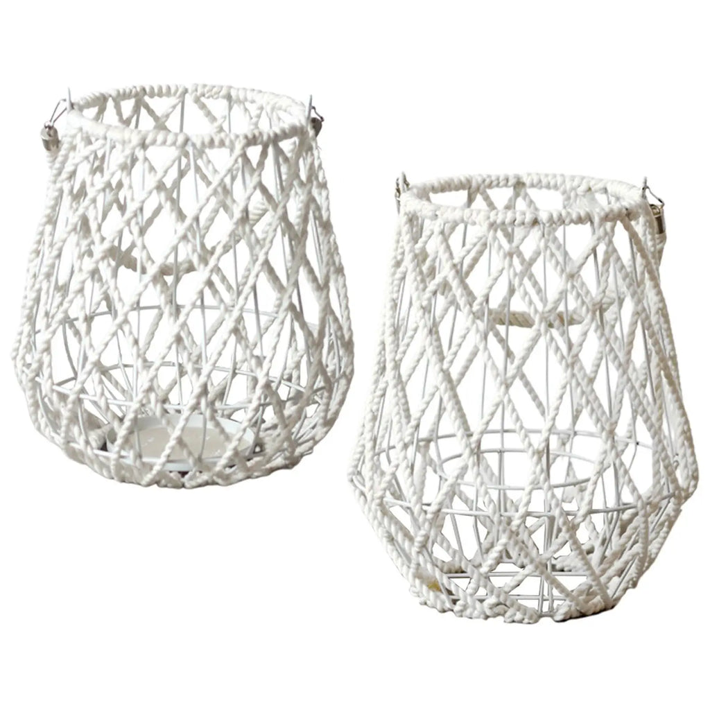 Hanging Candle Holder Woven Rope Tabletop Candle Holder Table Centerpiece for Party Patio Living Room Dining Table Christmas Quake Height 26cm