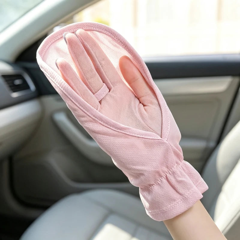 Women Sun Protection Gloves Summer Short Fingerless UV Protection Gloves for Driving Cycling Motorcycle Sun Shield Quake