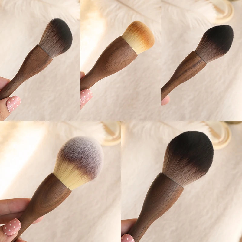 1Pcs Vintage Walnut Soft Makeup Brushes Set Foundation Contour Loose Powder Blusher Wood Handle Make Up Tool Cosmetics Brochas Quake