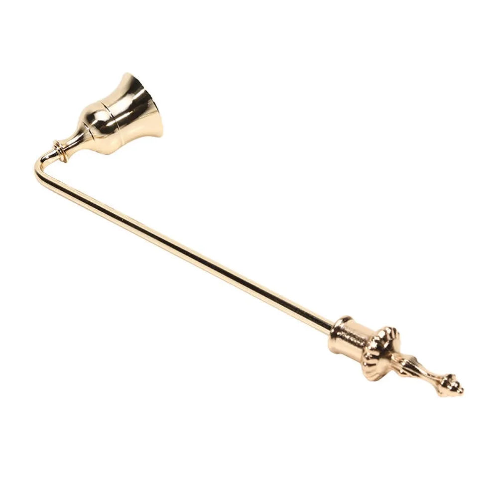 Luxury Bell Shaped Candle Wick Trimmer Long Handle Turn Off Extinguisher Flame Snuffer Wick Cover Home Quake Long Handle Golden