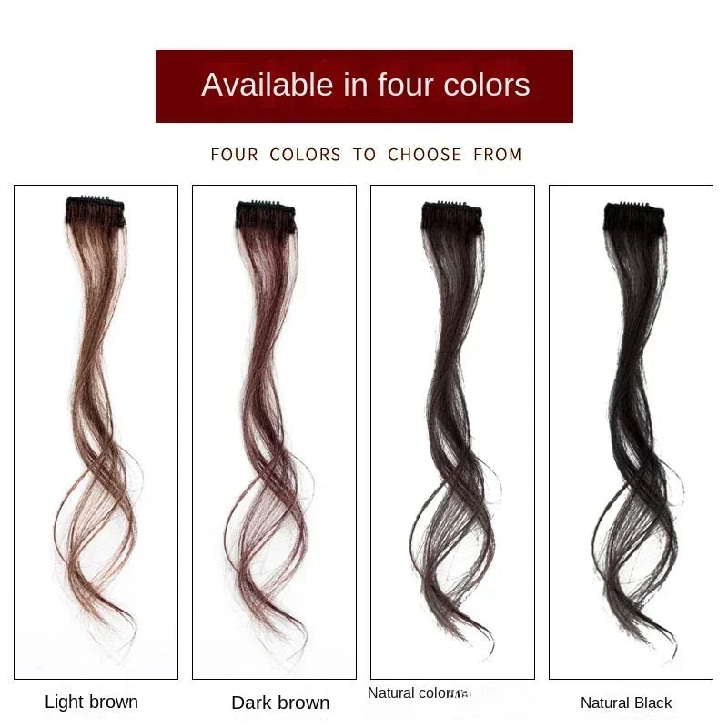 New 2pcs 25cm Long Air Bangs Wavy Curly Clip In Fringe Bangs Wig Front Side Bangs For Women Synthetic Hairpiece Hair Extensions Quake