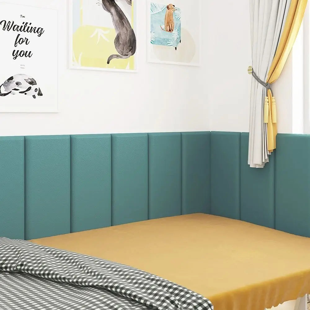 2pcs Self Adhesive 3D Wall Sticker Soft Bag Design Leather Soft Wall Panels 10mm Thick Anti-collision Headboard Protection Quake