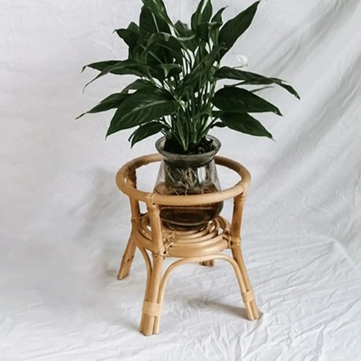 Vintage Style Rattan Plant Stand Rack Succulent Plant Holder Handwoven Wooden Flower Stand for Indoor Plants Balcony Decor Patio Quake