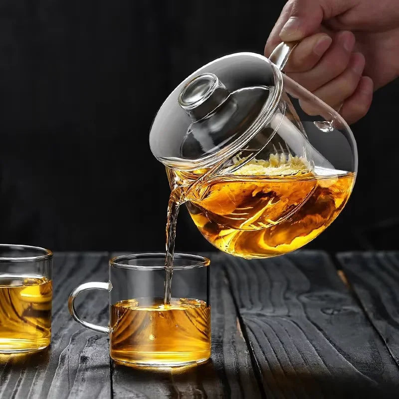 YWDL 480/600ML Glass Teapot Heat Resistant Borosilicate Clear Tea Kettle With Infuser Dishwasher Stovetop Friendly Loose Leaf Quake