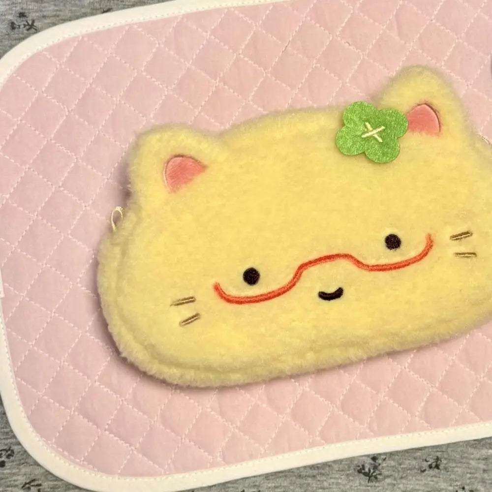 Creative Omelette Kitten Pen Bag Large Capacity Pencil Case Cartoon Multifunctional Stationery Bag School Quake