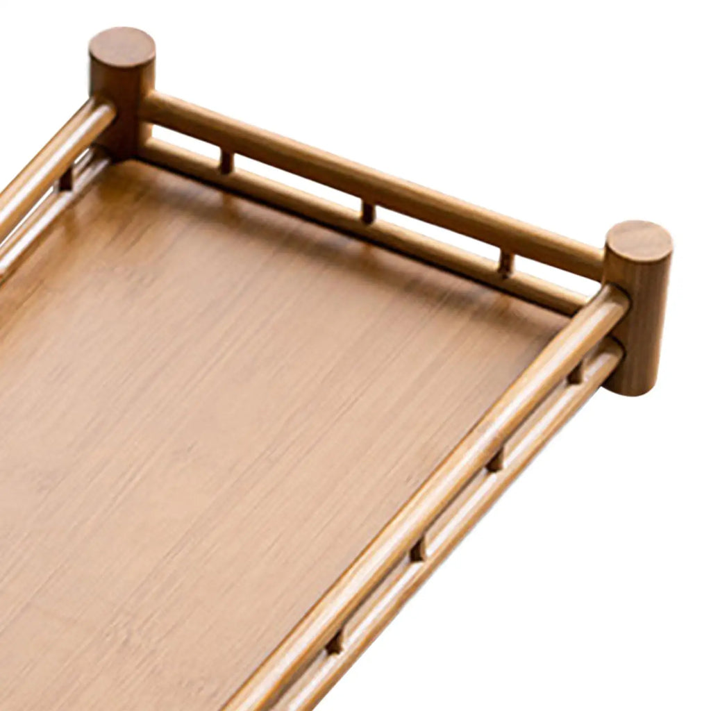 Table Tea Serving Tray Storage Tray Wood Serving Platter Bamboo Tray for Tea for Restaurants Snacks Living Room Lunch Home Decor Quake