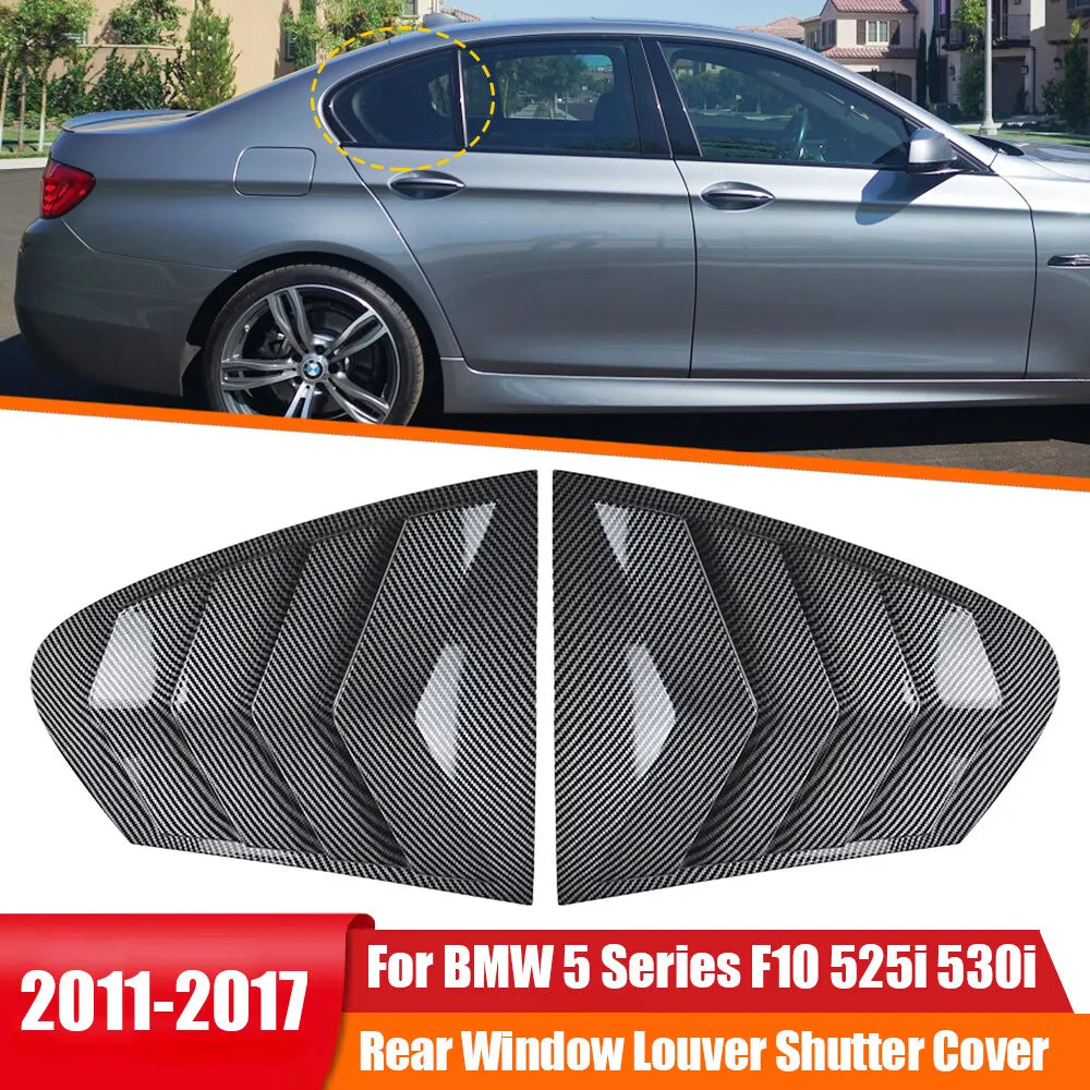 For BMW 5 Series F10 525i 530i Sedan 2011-2017 Car Rear Louver Window Side Shutter Cover Trim Sticker Vent Scoop Carbon Black Quake