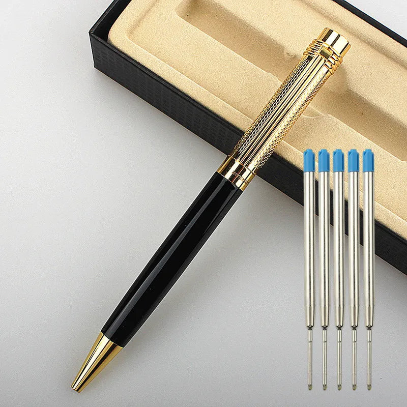 Luxury Pen 163 Smooth Gold Silver Black Office Ballpoint Pen New Student School Stationery Supplies Pens for Writing Quake PEN refill (NOT BOX) 1